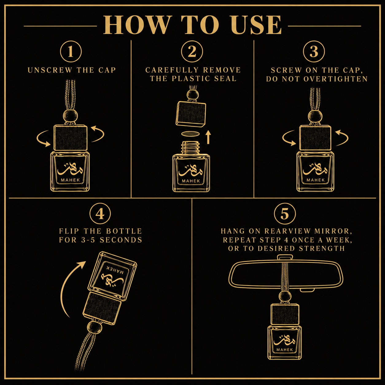 How to use the Mahek car diffuser, in five steps